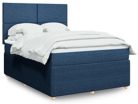 vidaXL Cama com molas/colchão 160x200 cm tecido azul