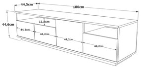 Móvel de TV "Carlot" - 180x44,6x44,5 cm - Pinho Atlântico e Branco - D