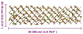  Treliça hera artificial extensível 5 pcs 180x60 cm rosa escuro