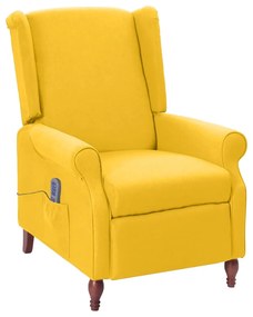 vidaXL Poltrona de massagens reclinável tecido amarelo
