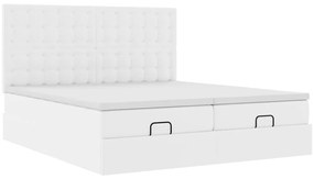 Estrutura de cama otomana com colchões 200x200 cm branco puro