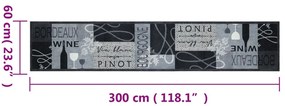 Tapete de cozinha lavável 60x300 cm veludo padrão vinho cinza