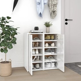 vidaXL Sapateiras 2 pcs 32x35x70 cm contraplacado branco brilhante