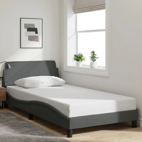 Estrutura de cama sem colchão 100x200 cm tecido cinzento-escuro