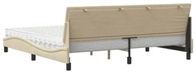 Cama com colchão 200x200 cm tecido cor creme