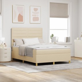 Cama Box Spring com Colchão Creme 140x200 cm Tecido