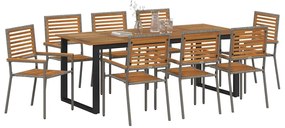 Conjunto de Jantar para Jardim 9 pcs Cinzeto 200 x 90 x 75 cm
