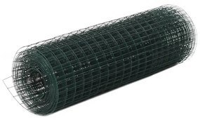 vidaXL Cerca arame galinheiro 10x0,5 m aço c/ revestimento PVC verde
