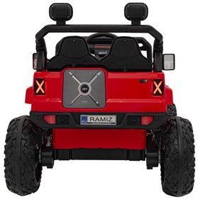 Jipe elétrico para Crianças 12V 4x4 OFF ROAD Speed Rodas de EVA, Assento de couro Vermelho