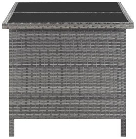 5 pcs conjunto jantar exterior c/ almofadões vime PE cinzento