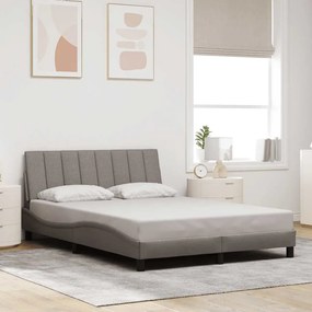 vidaXL Estrutura de cama sem colchão Hanko 140x190 cm tecido castanho-acinzentado