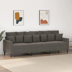 vidaXL Sofá de 3 lugares 210 cm veludo cinza-escuro