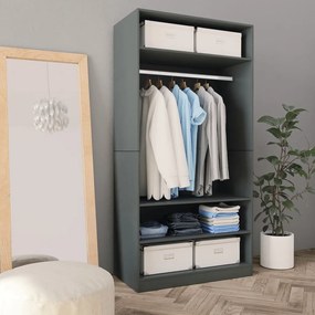 vidaXL Roupeiro 100x50x200 cm contraplacado cinzento
