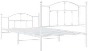 Estrutura de cama com cabeceira e pés 107x203 cm metal branco