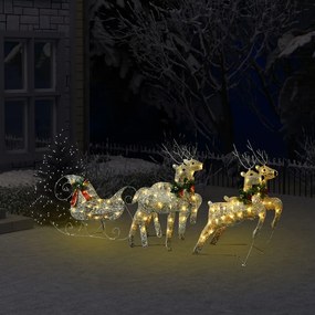 329830 vidaXL Decoração Natal renas/trenó de exterior 100 luzes LED dourado