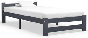 Estrutura de cama 90x200 cm madeira pinho maciço cinza-escuro