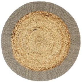 Individuais de mesa 6 pcs juta e algodão 38 cm natural e cinza