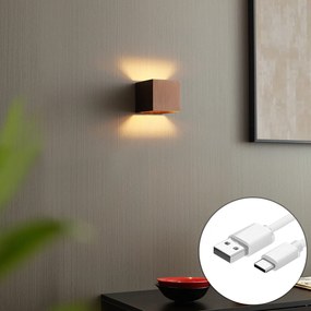 Candeeiro de Parede Moderno Bronze Escuro Incl. LED e Dimmer de Toque Recarregável - Joris