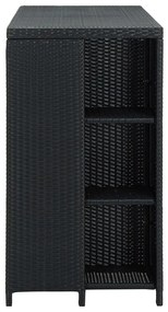 Mesa de bar com prateleiras 120x60x110 cm vime PE preto