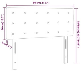 Cabeceira de cama c/ luzes LED tecido 80x5x78/88 cm cinza-claro