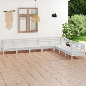 8 pcs conjunto lounge de jardim pinho maciço branco