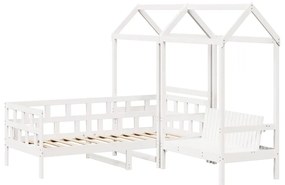 Conj. de sofá-cama com telhado 90x190 cm pinho maciço branco