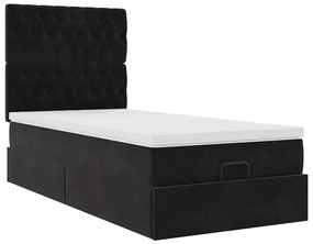 Estrutura de cama otomana com colchões preto 80x200cm veludo