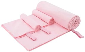 vidaXL Conjunto de Toalhas Esportivas 3 pcs Rosa Poliéster e Poliamida