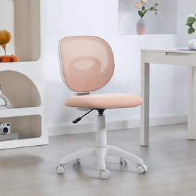 Cadeira de escritório ergonómica sem braços, cadeira de escritório em malha, altura ajustável, cor-de-rosa