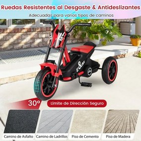 Triciclo para crianças de 3 rodas com pedais para frente/trás vermelho