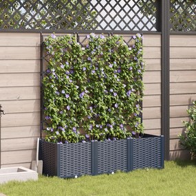 vidaXL Jardineira com Treliça 3 pcs Cinzeto 120 x 40 x 143 cm PP
