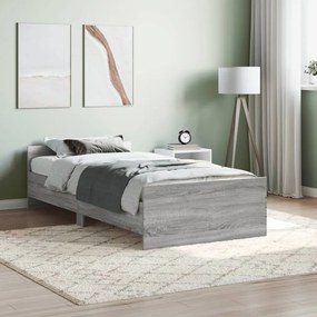 vidaXL Estrutura cama 90x200 cm derivados de madeira cinzento sonoma