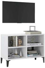 Móvel de TV com pernas em metal 69,5x30x50 cm branco brilhante