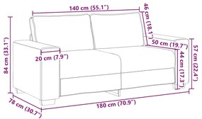 Sofá de 2 lugares cinza claro 140 cm Tecido