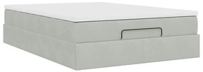 Estrutura de cama otomana com colchão 140x190 cm cinzento claro