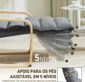 Poltrona de Salão com Apoio para os Pés Ajustável Estofada em Veludo com Estrutura de Madeira 67x93x105 cm Cinzento Escuro