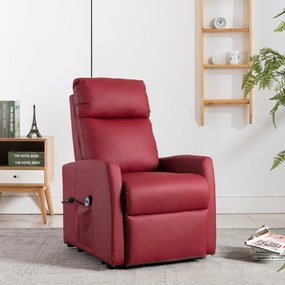 vidaXL Poltrona reclin./elevatória elétrica couro art. vermelho tinto