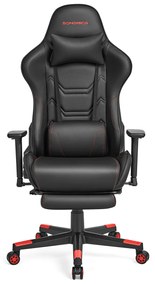 Cadeira gaming com Almofada ergonómica para apoio de cabeça preto-vermelho