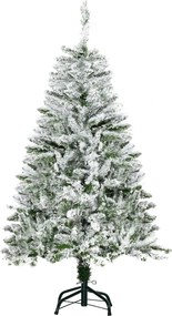 HOMCOM Árvore de Natal Artificial 120 cm com Neve Ignífugo com 200 Ramos Folhas de PVC Abertura Automática Base Dobrável Verde | Aosom Portugal