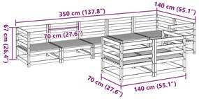 8 pcs conjunto sofás de jardim pinho maciço