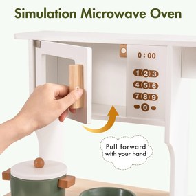 Cozinha Infantil de Madeira par Crianças 80 cm x 55 cm x 29,6 cm Verde Vintage