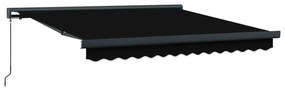 vidaXL Toldo Retrátil Preto 350 x 250 cm Tecido e Metal