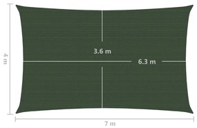 Para-sol estilo vela 160 g/m² 4x7 m PEAD verde-escuro