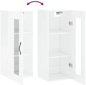 Armário de parede 34,5x34x90 cm branco brilhante
