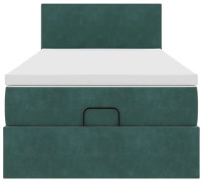 Estrutura de cama otomana colchão 90x200 cm veludo verde escuro