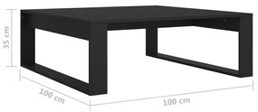 Mesa de centro 100x100x35 cm contraplacado preto