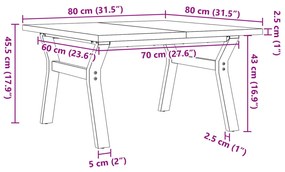 Mesa de centro estrutura em Y 80x80x45,5 cm pinho/aço