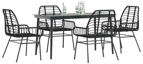 vidaXL Conjunto de jantar jardim 5 peças vidro vime PE preto