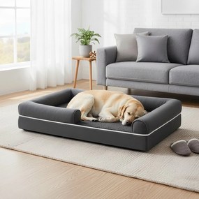 Cama ortopédica para animais de estimação 106,5 x 71,5 cm x 18,5 cm com capa removível, sofá para cães para a sala de estar, estofamento macio cinzent