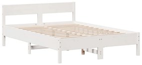 Cama com estante sem colchão 140x200 cm pinho maciço branco